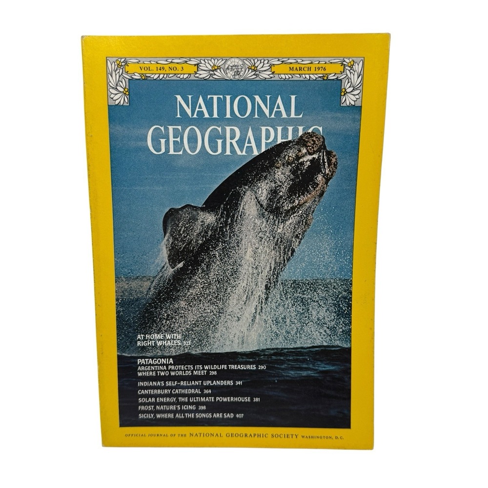 Vintage National Geographic Magazine March 1976 Whales Patagonia Canterbury